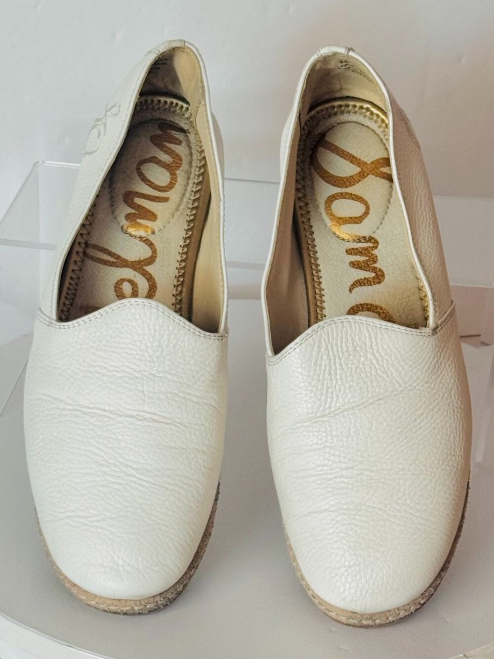 Sam Edelman Everie 8M White Cream Leather Slip on Flats Loafers